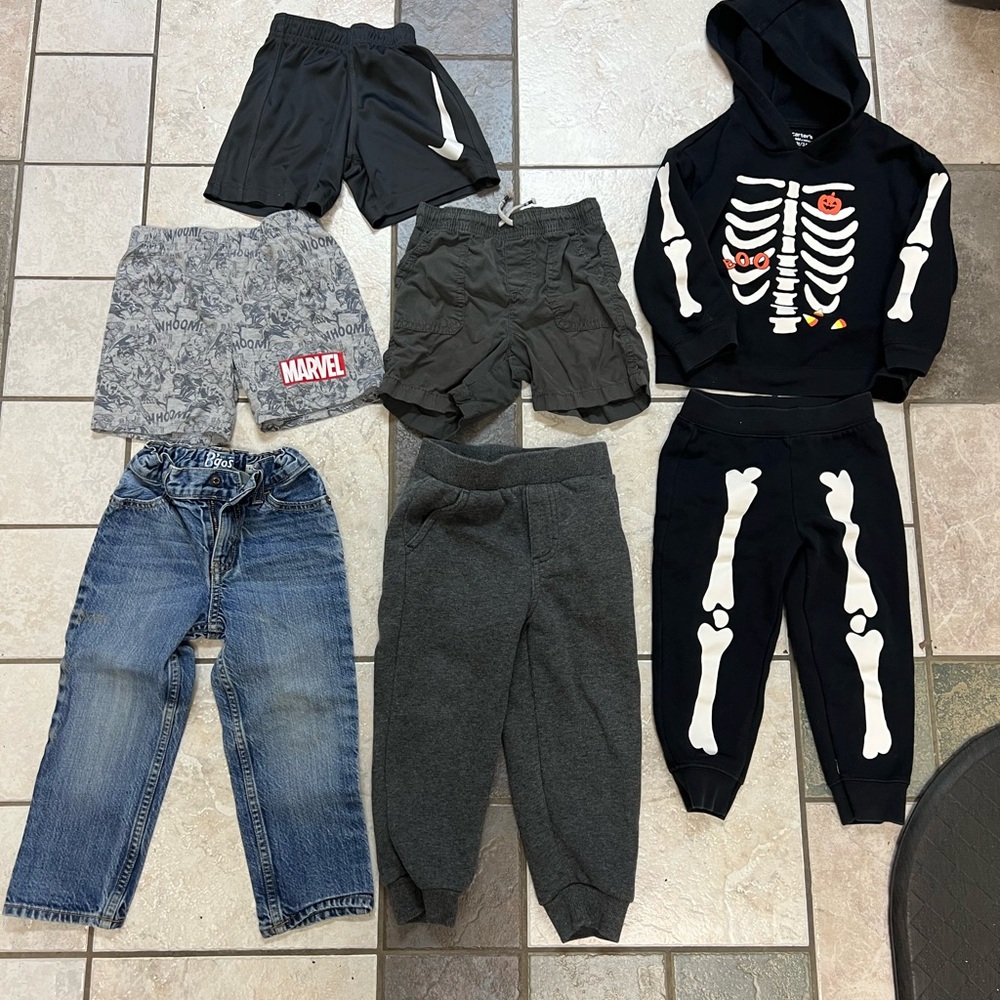 Kids Clothing Bundle with Skeleton Hoodie & Jeans - Black, Gray, Denim